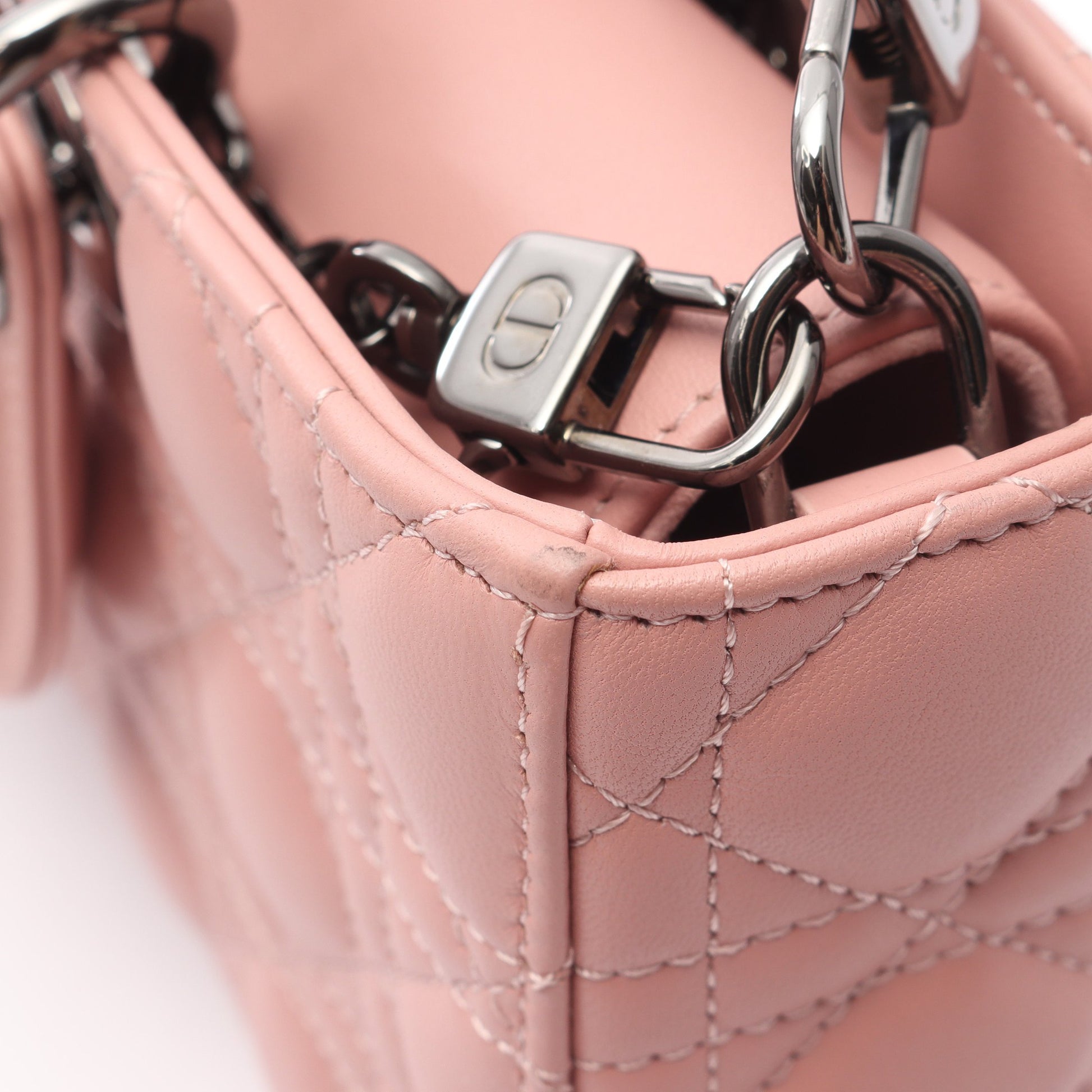 Lady D-Joy ミディアム カナージュ ハンドバッグ レザー コーラルピンク 3WAY クリスチャンディオール バッグ Christian Dior
