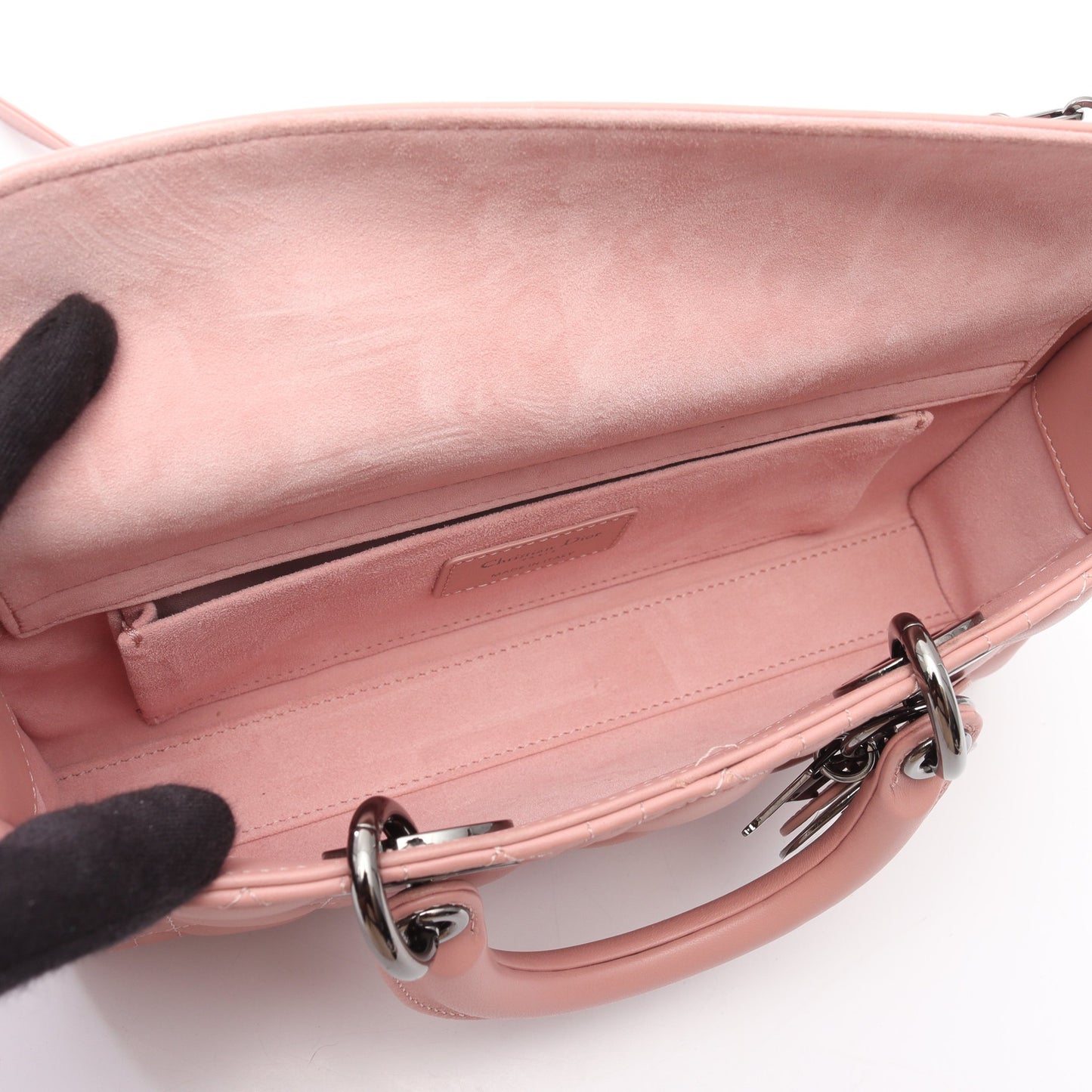 Lady D-Joy ミディアム カナージュ ハンドバッグ レザー コーラルピンク 3WAY クリスチャンディオール バッグ Christian Dior