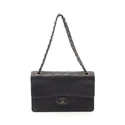 マトラッセ Wチェーンショルダーバッグ ラムスキン ブラック ゴールド金具 シャネル バッグ CHANEL