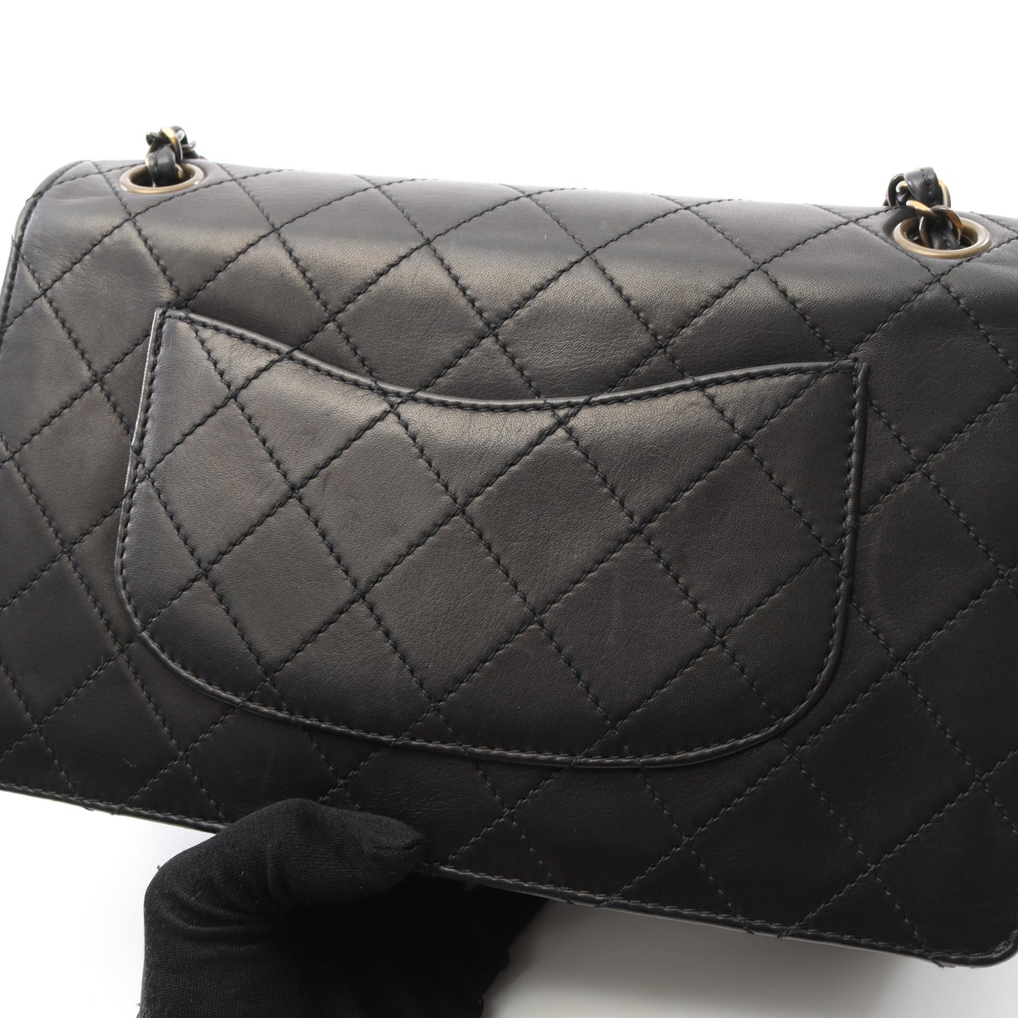 マトラッセ Wチェーンショルダーバッグ ラムスキン ブラック ゴールド金具 シャネル バッグ CHANEL