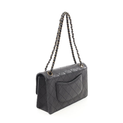 マトラッセ Wチェーンショルダーバッグ ラムスキン ブラック ゴールド金具 シャネル バッグ CHANEL