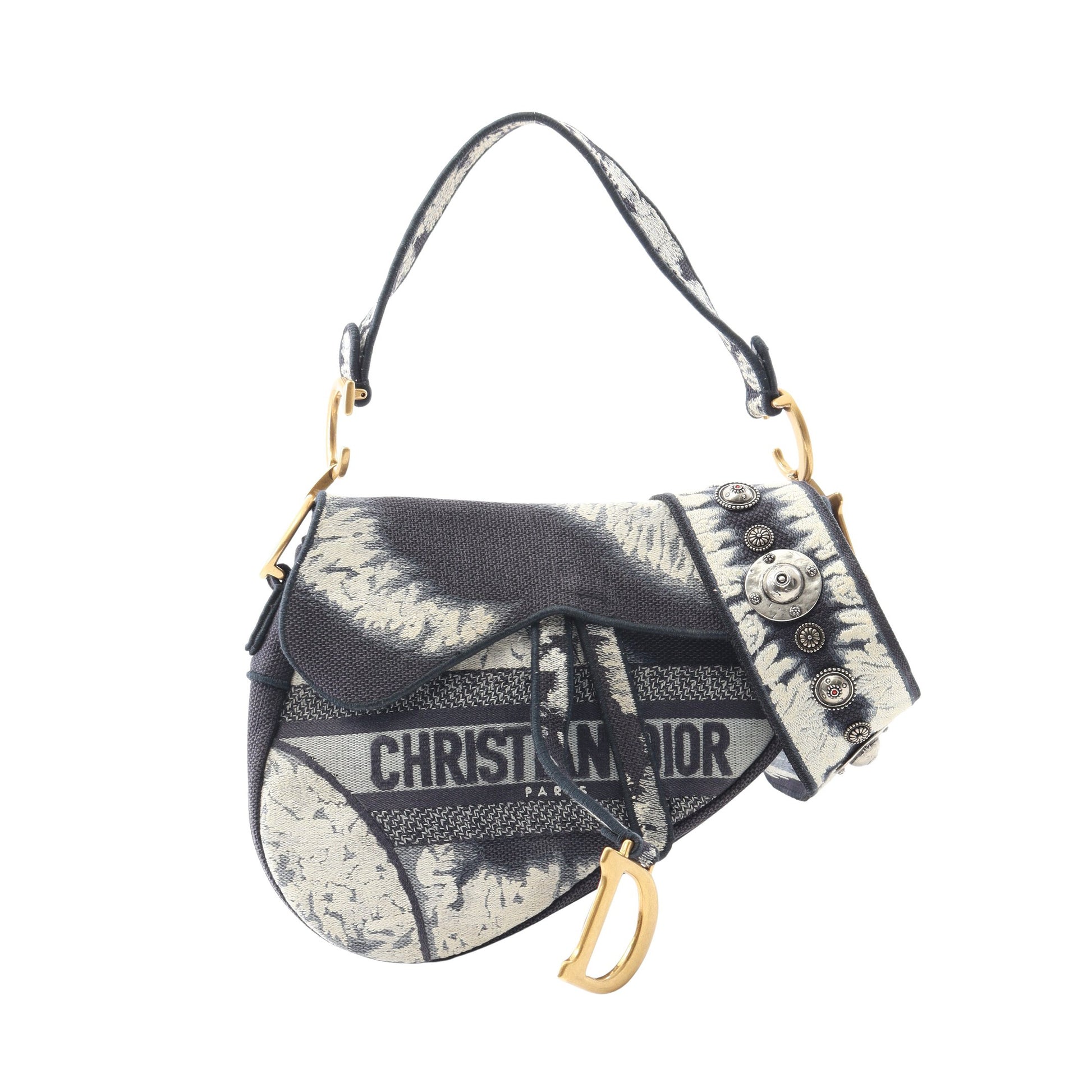 サドルバッグ ハンドバッグ キャンバス ネイビー マルチカラー タイダイ 2WAY クリスチャンディオール バッグ Christian Dior