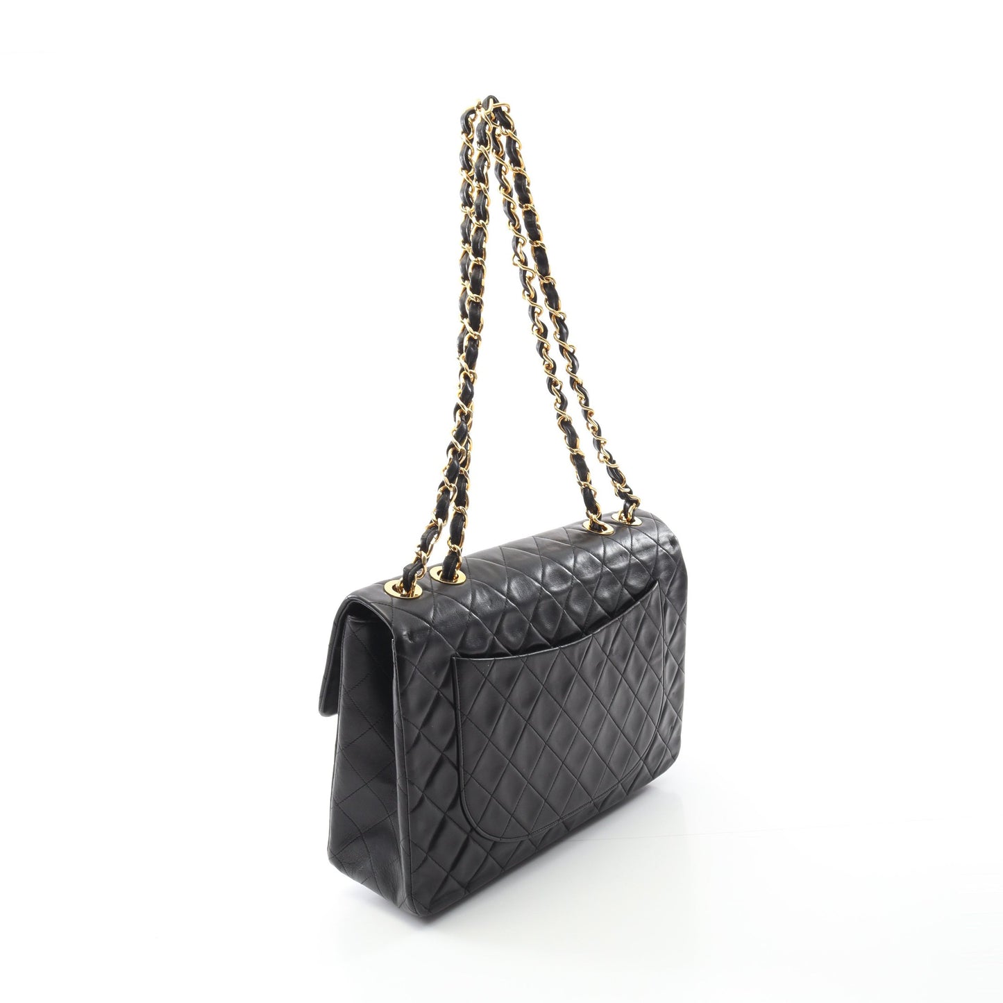デカマトラッセ34 Wチェーンショルダーバッグ ラムスキン ブラック ゴールド金具 ヴィンテージ シャネル バッグ CHANEL