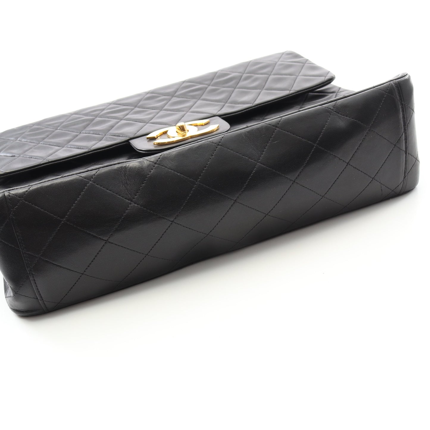 デカマトラッセ34 Wチェーンショルダーバッグ ラムスキン ブラック ゴールド金具 ヴィンテージ シャネル バッグ CHANEL