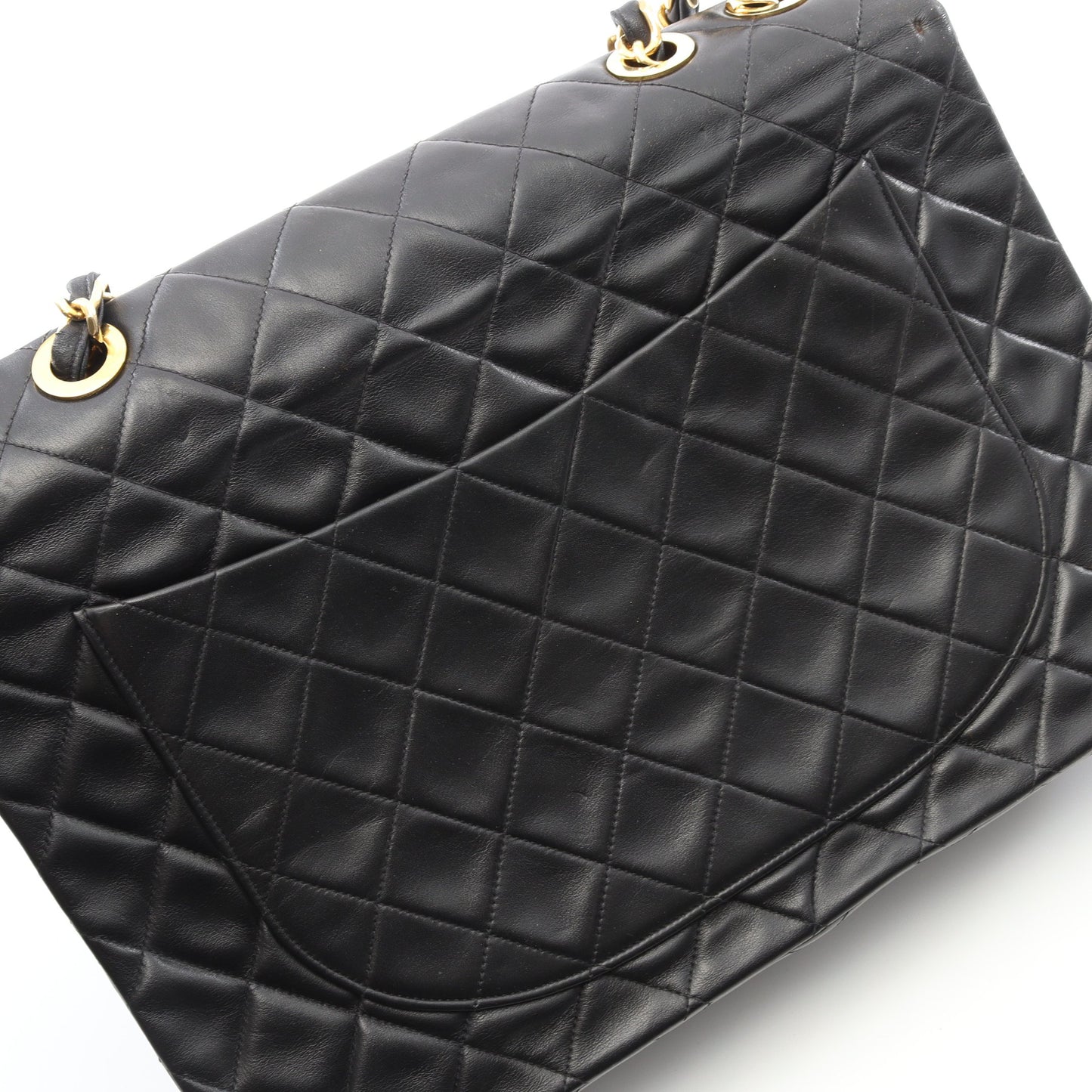 デカマトラッセ34 Wチェーンショルダーバッグ ラムスキン ブラック ゴールド金具 ヴィンテージ シャネル バッグ CHANEL