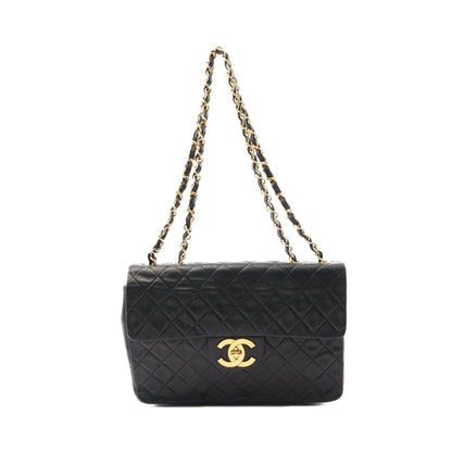 デカマトラッセ34 Wチェーンショルダーバッグ ラムスキン ブラック ゴールド金具 ヴィンテージ シャネル バッグ CHANEL