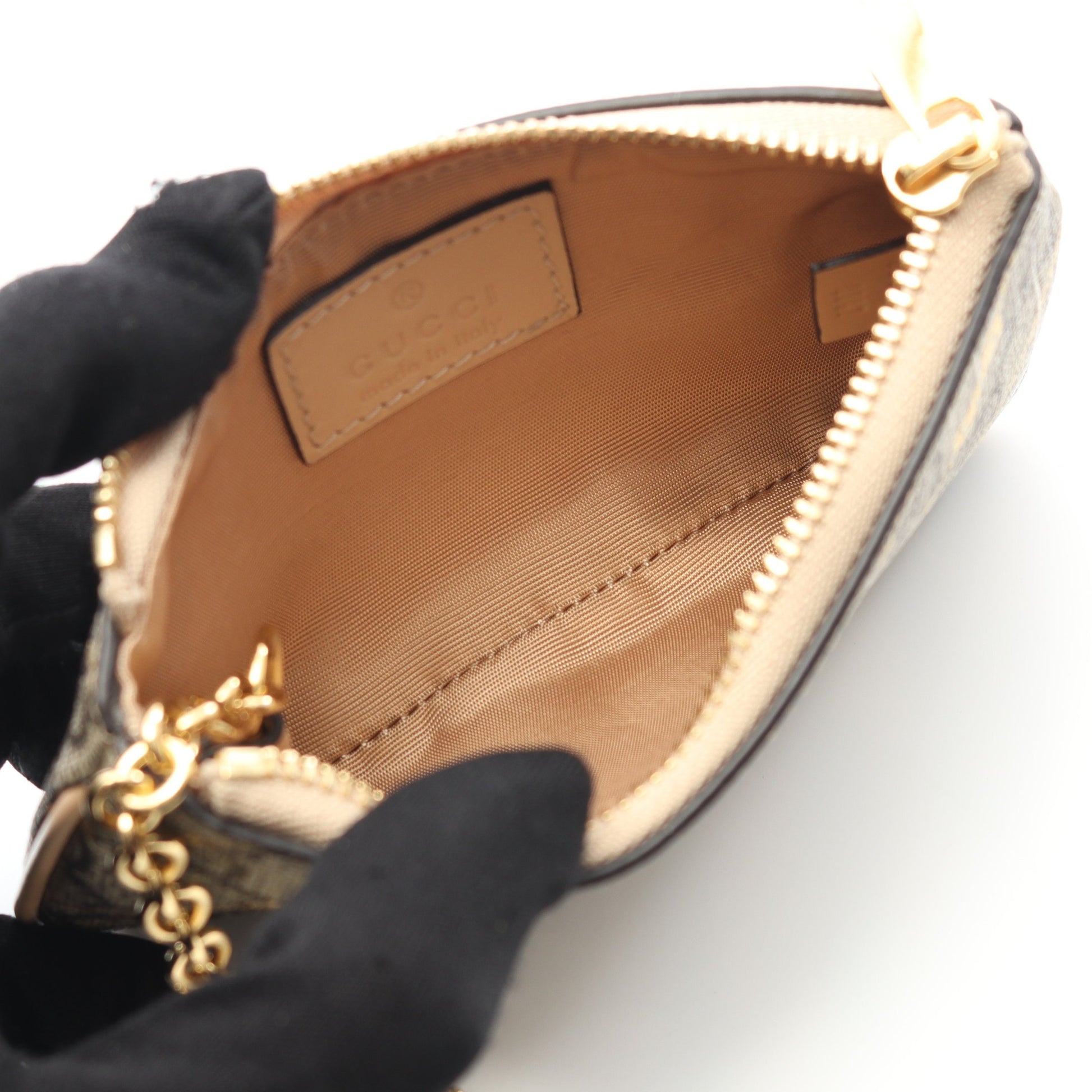 GUCCI ホースビット プリント キーケース, ベージュ, GGキャンバス