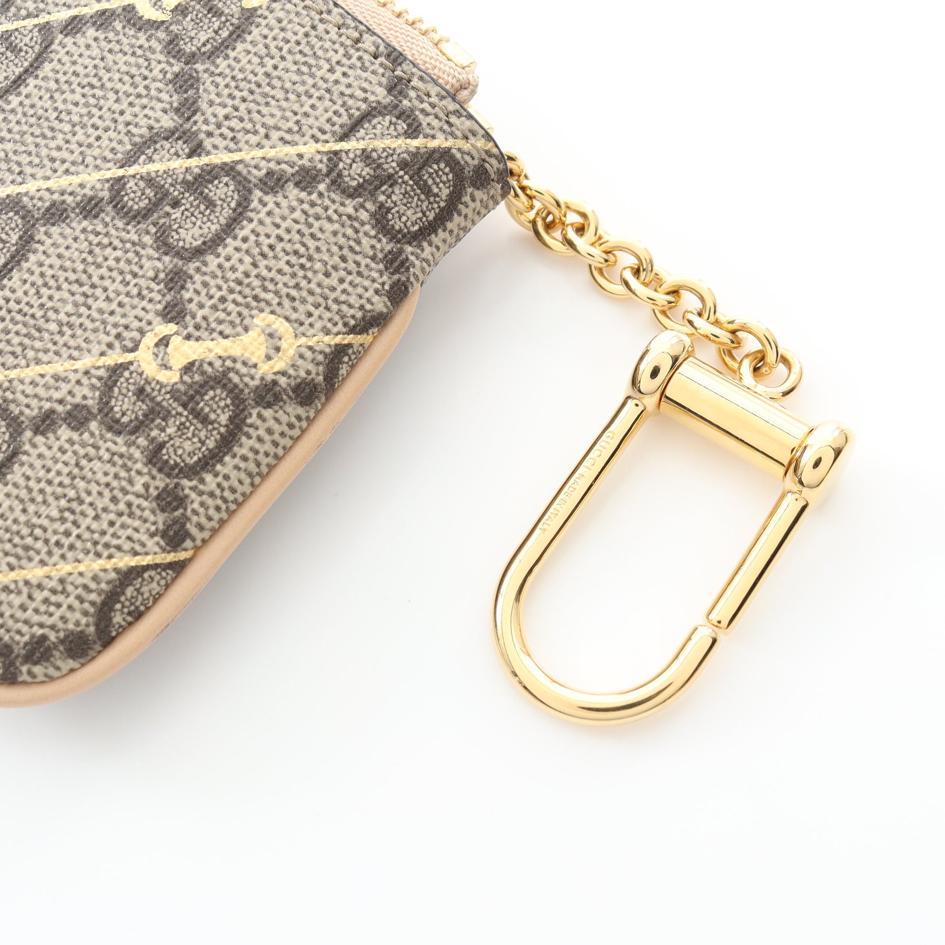 ホースビット GGスプリーム コインケース PVC レザー ベージュ キーリング付き グッチ