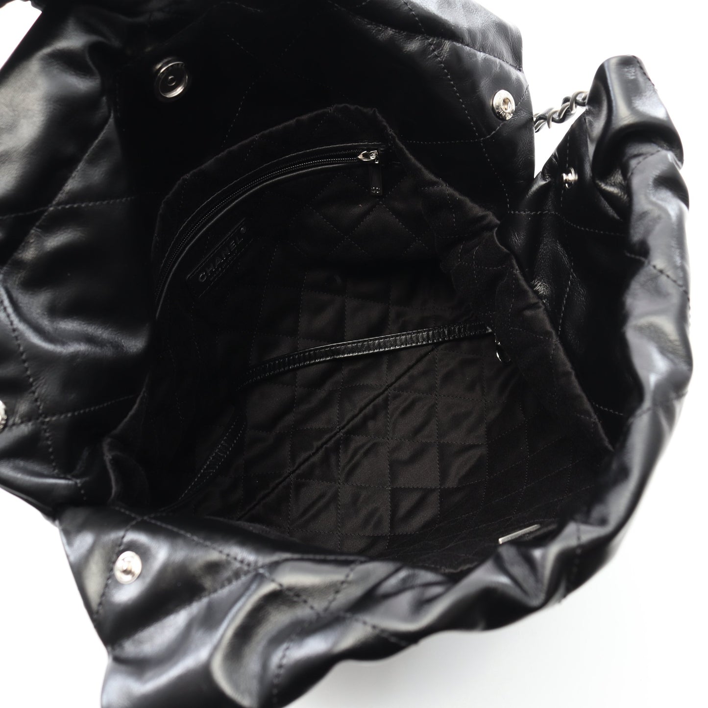 マトラッセ シャネル22 スモール チェーンショルダーバッグ レザー ブラック シルバー金具 シャネル バッグ CHANEL