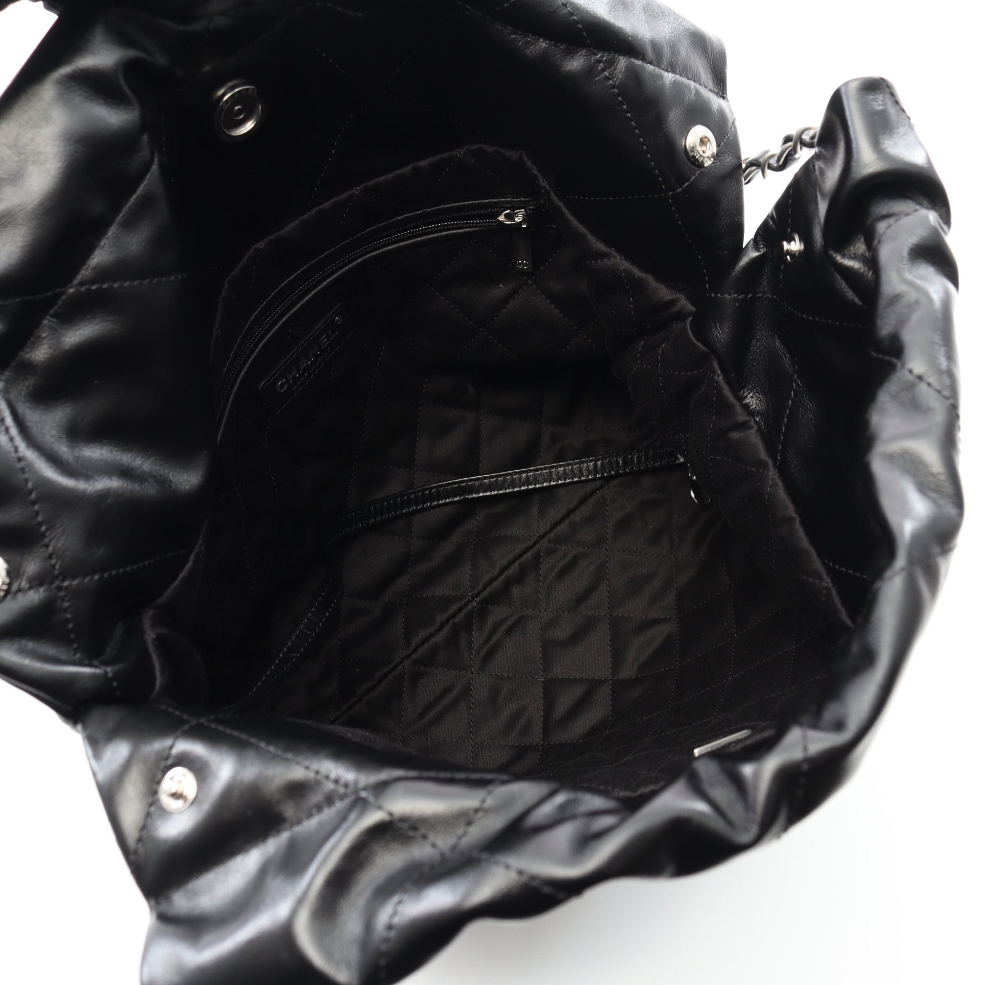 マトラッセ シャネル22 スモール チェーンショルダーバッグ レザー ブラック シルバー金具 シャネル バッグ CHANEL