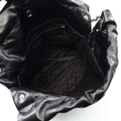 マトラッセ シャネル22 スモール チェーンショルダーバッグ レザー ブラック シルバー金具 シャネル バッグ CHANEL