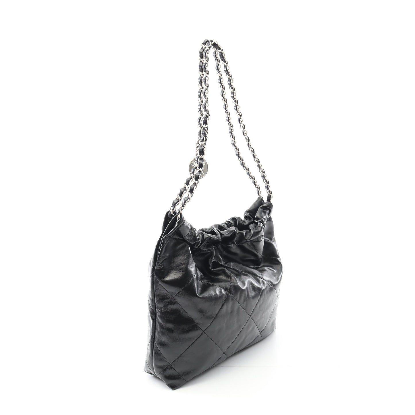 マトラッセ シャネル22 スモール チェーンショルダーバッグ レザー ブラック シルバー金具 シャネル バッグ CHANEL