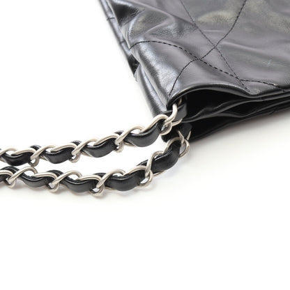 マトラッセ シャネル22 スモール チェーンショルダーバッグ レザー ブラック シルバー金具 シャネル バッグ CHANEL