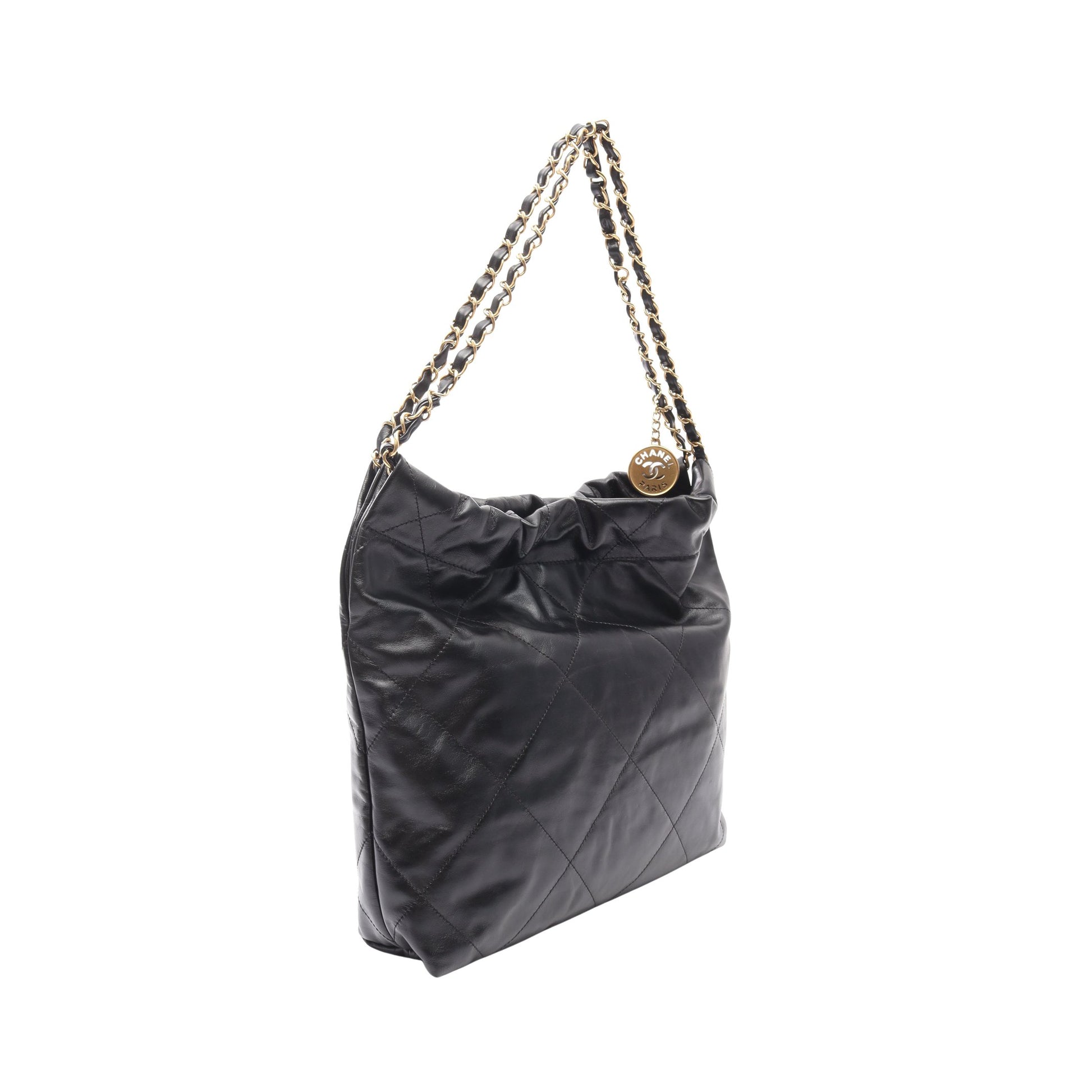 マトラッセ シャネル22 スモール チェーンショルダーバッグ レザー ブラック ゴールド金具 シャネル バッグ CHANEL