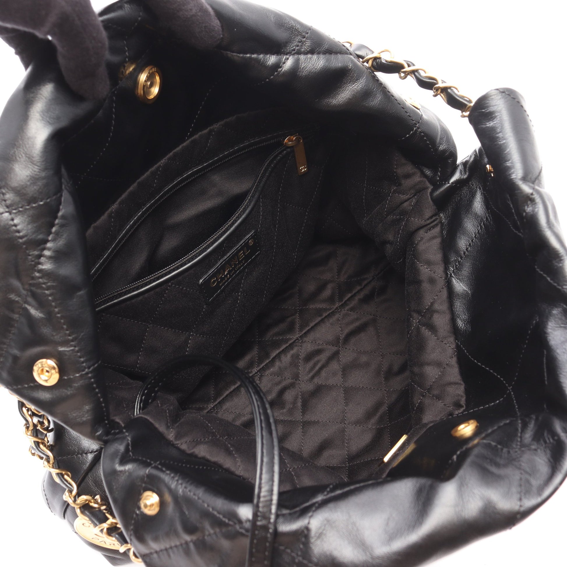 マトラッセ シャネル22 スモール チェーンショルダーバッグ レザー ブラック ゴールド金具 シャネル バッグ CHANEL