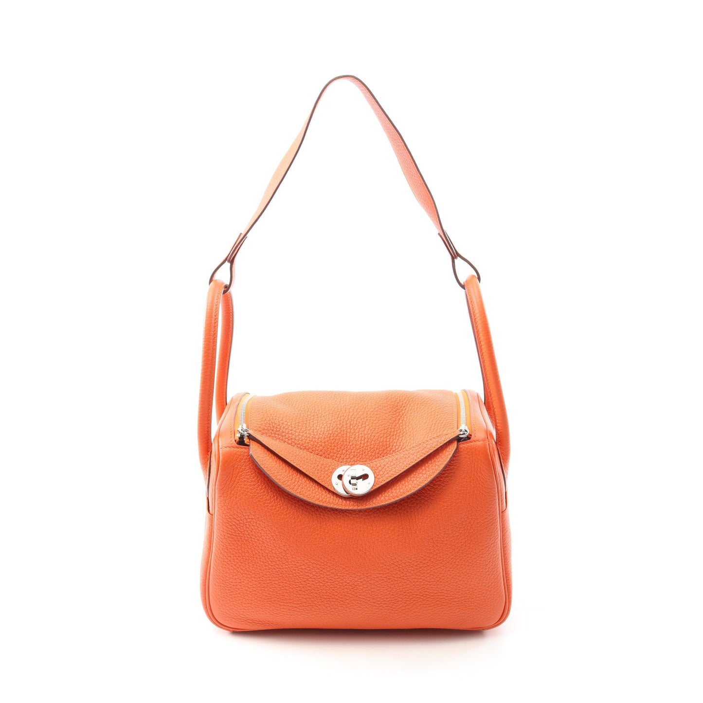 リンディ26 オレンジポピー ショルダーバッグ トリヨンクレマンス オレンジ シルバー金具 U刻印 エルメス バッグ HERMES