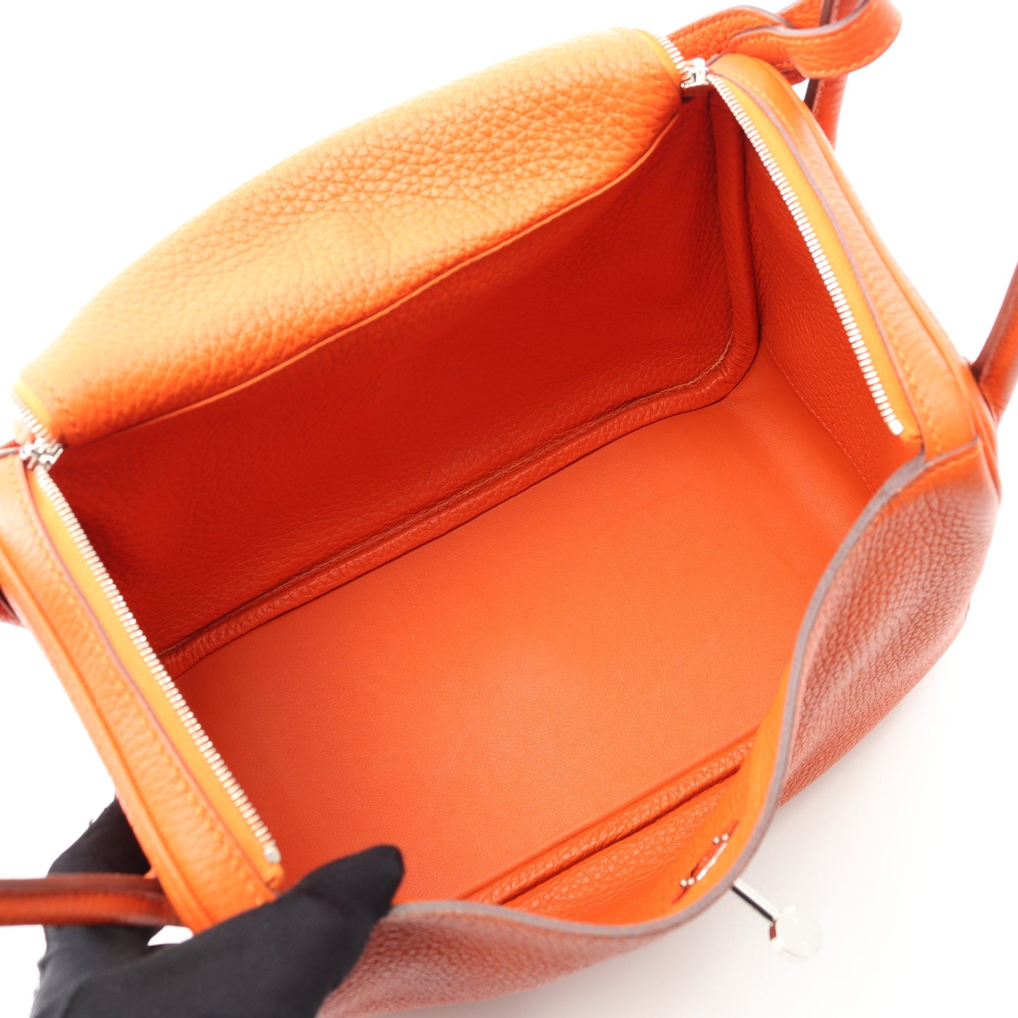 リンディ26 オレンジポピー ショルダーバッグ トリヨンクレマンス オレンジ シルバー金具 U刻印 エルメス バッグ HERMES