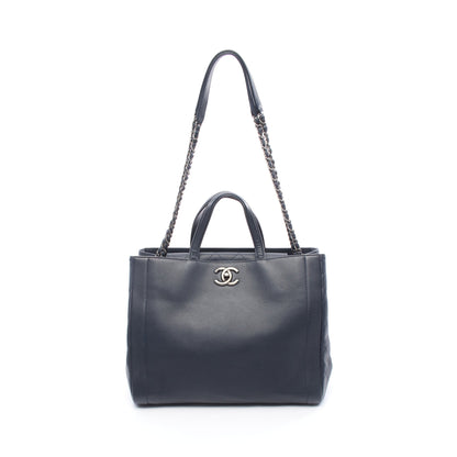 マトラッセ ココマーク チェーンショルダーバッグ レザー ネイビー シルバー金具 シャネル バッグ CHANEL
