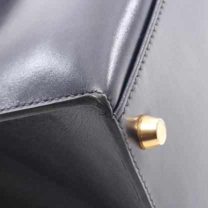 ケリー32 ブルーインディゴ ハンドバッグ ボックスカーフ ネイビー ゴールド金具 外縫い 2WAY □B刻印 エルメス バッグ HERMES