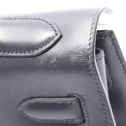 ケリー32 ブルーインディゴ ハンドバッグ ボックスカーフ ネイビー ゴールド金具 外縫い 2WAY □B刻印 エルメス バッグ HERMES