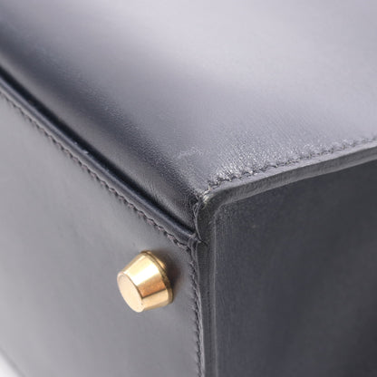 ケリー32 ブルーインディゴ ハンドバッグ ボックスカーフ ネイビー ゴールド金具 外縫い 2WAY □B刻印 エルメス バッグ HERMES