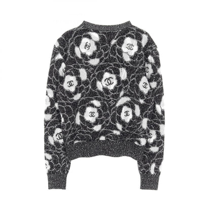 カメリア ココマーク ニット クルーネック ビスコース ブラック シルバー シャネル トップス CHANEL