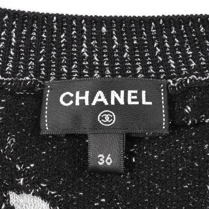 カメリア ココマーク ニット クルーネック ビスコース ブラック シルバー シャネル トップス CHANEL