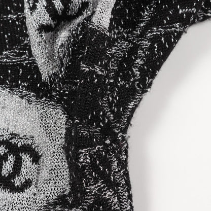 カメリア ココマーク ニット クルーネック ビスコース ブラック シルバー シャネル トップス CHANEL