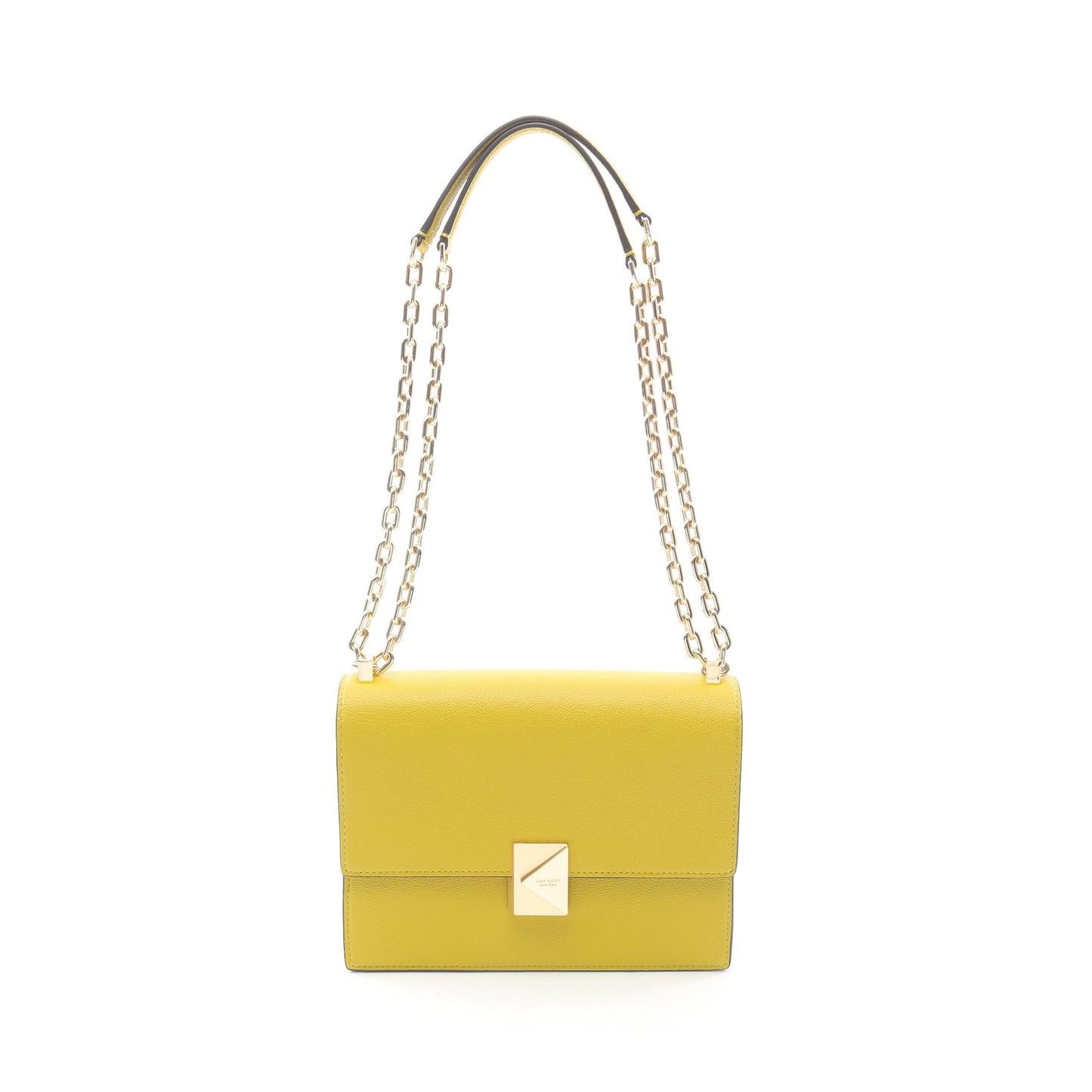 デコ チェーンショルダーバッグ レザー イエローグリーン ケイト  