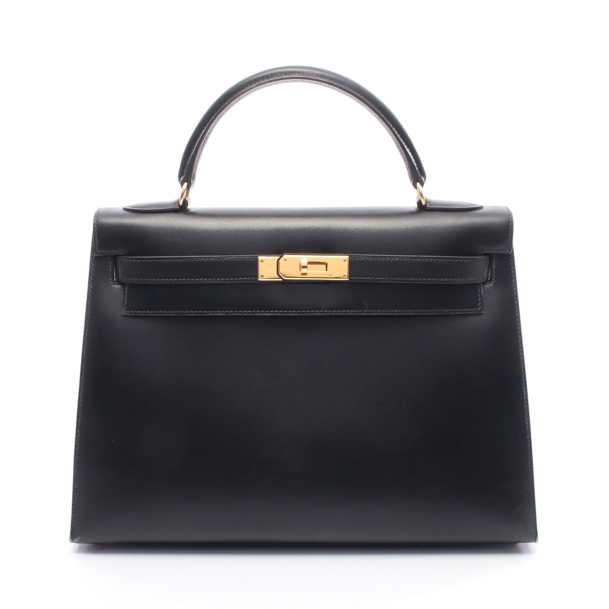 ケリー32 ハンドバッグ ボックスカーフ ブラック ゴールド金具 ○Z刻印 エルメス バッグ HERMES