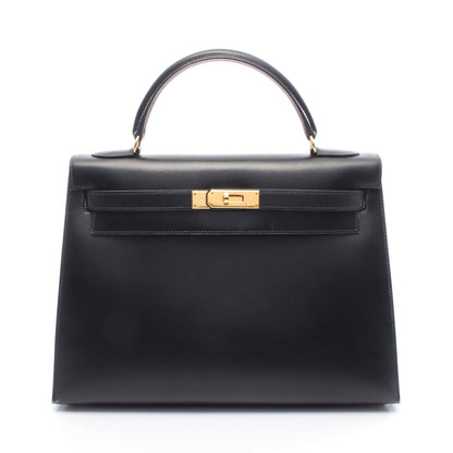 ケリー32 ハンドバッグ ボックスカーフ ブラック ゴールド金具 ○Z刻印 エルメス バッグ HERMES