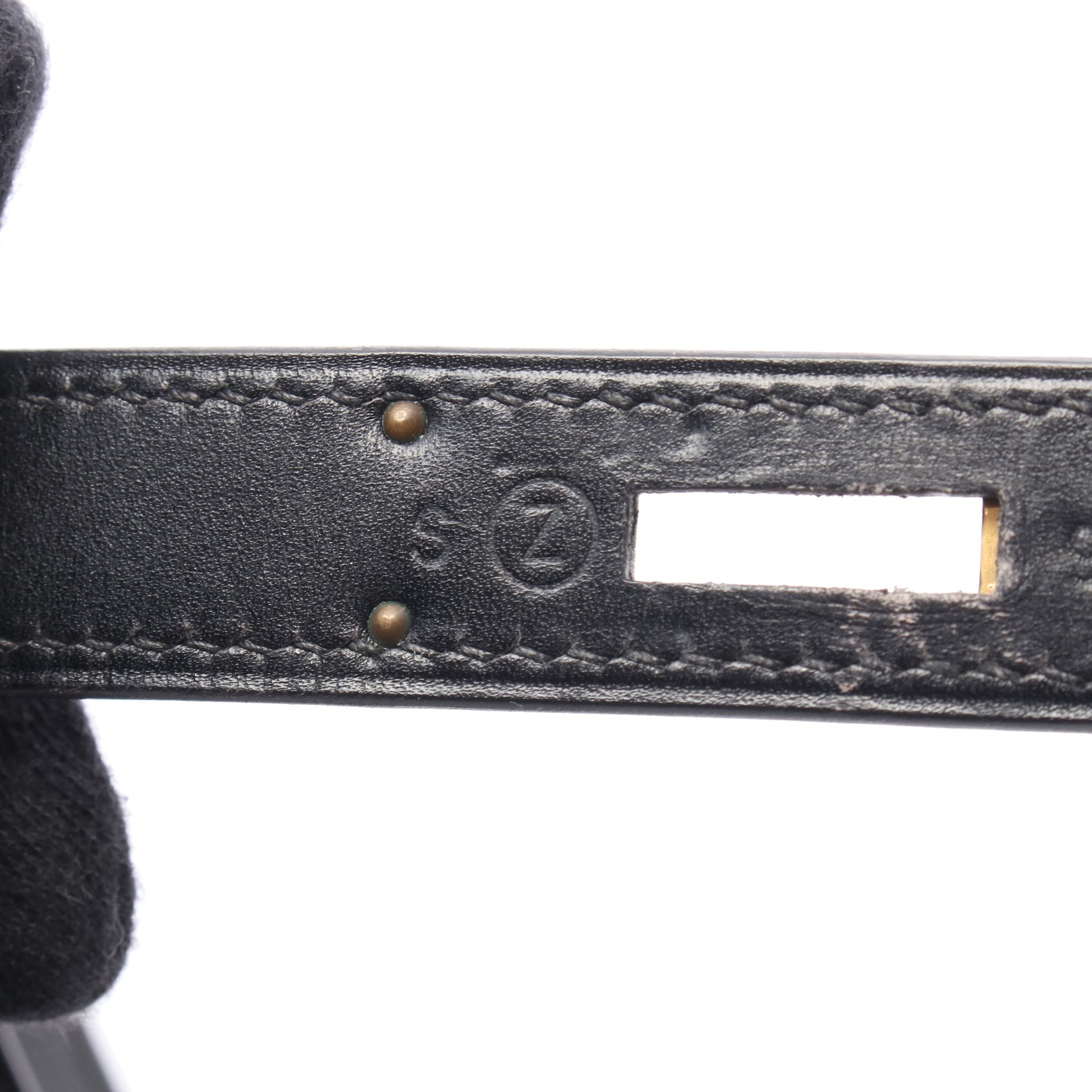 ケリー32 ハンドバッグ ボックスカーフ ブラック ゴールド金具 ○Z刻印 エルメス バッグ HERMES