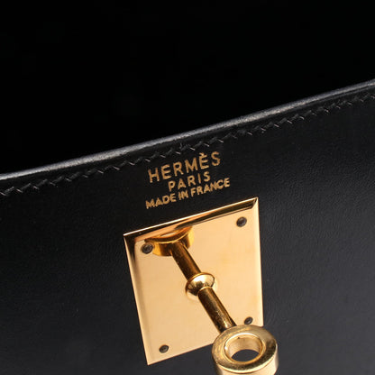 ケリー32 ハンドバッグ ボックスカーフ ブラック ゴールド金具 ○Z刻印 エルメス バッグ HERMES