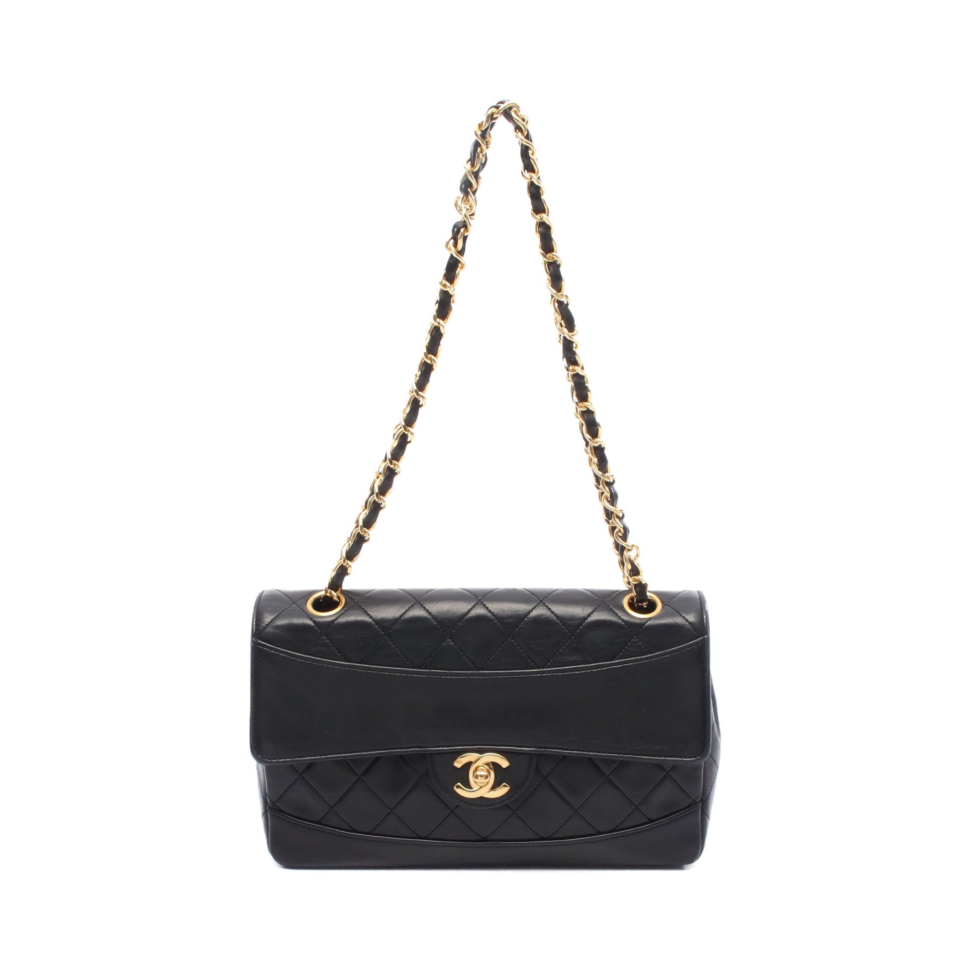 マトラッセ チェーンショルダーバッグ ラムスキン ブラック ゴールド金具 シャネル バッグ CHANEL