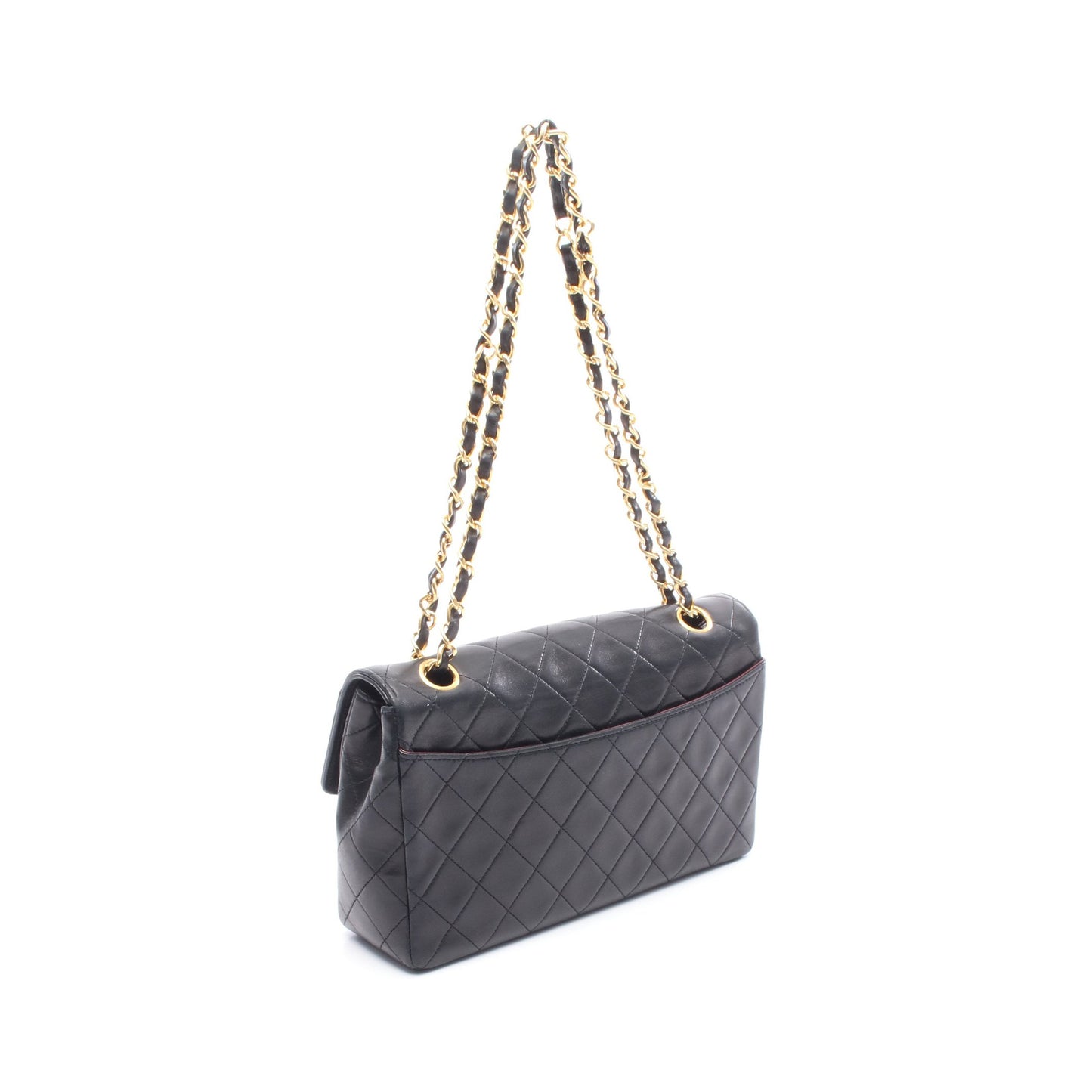 マトラッセ チェーンショルダーバッグ ラムスキン ブラック ゴールド金具 シャネル バッグ CHANEL