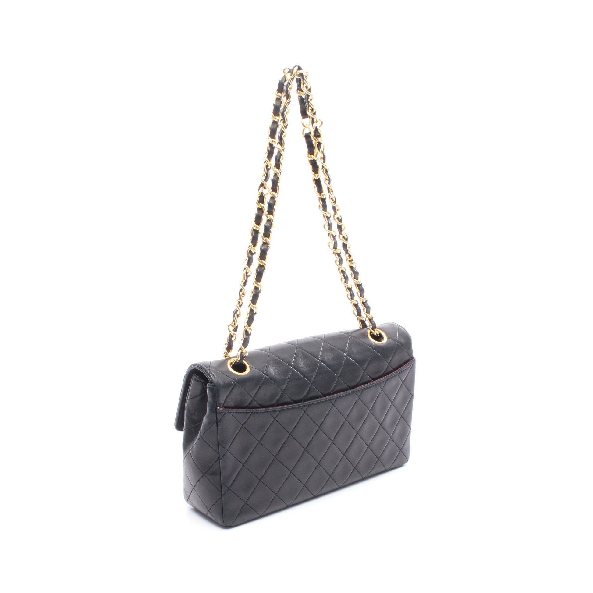 マトラッセ チェーンショルダーバッグ ラムスキン ブラック ゴールド金具 シャネル バッグ CHANEL