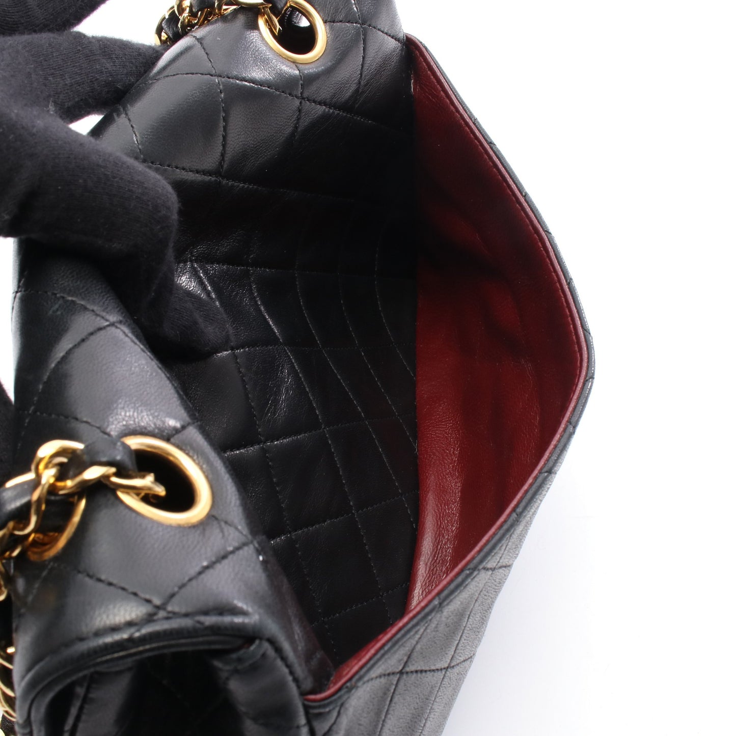 マトラッセ チェーンショルダーバッグ ラムスキン ブラック ゴールド金具 シャネル バッグ CHANEL