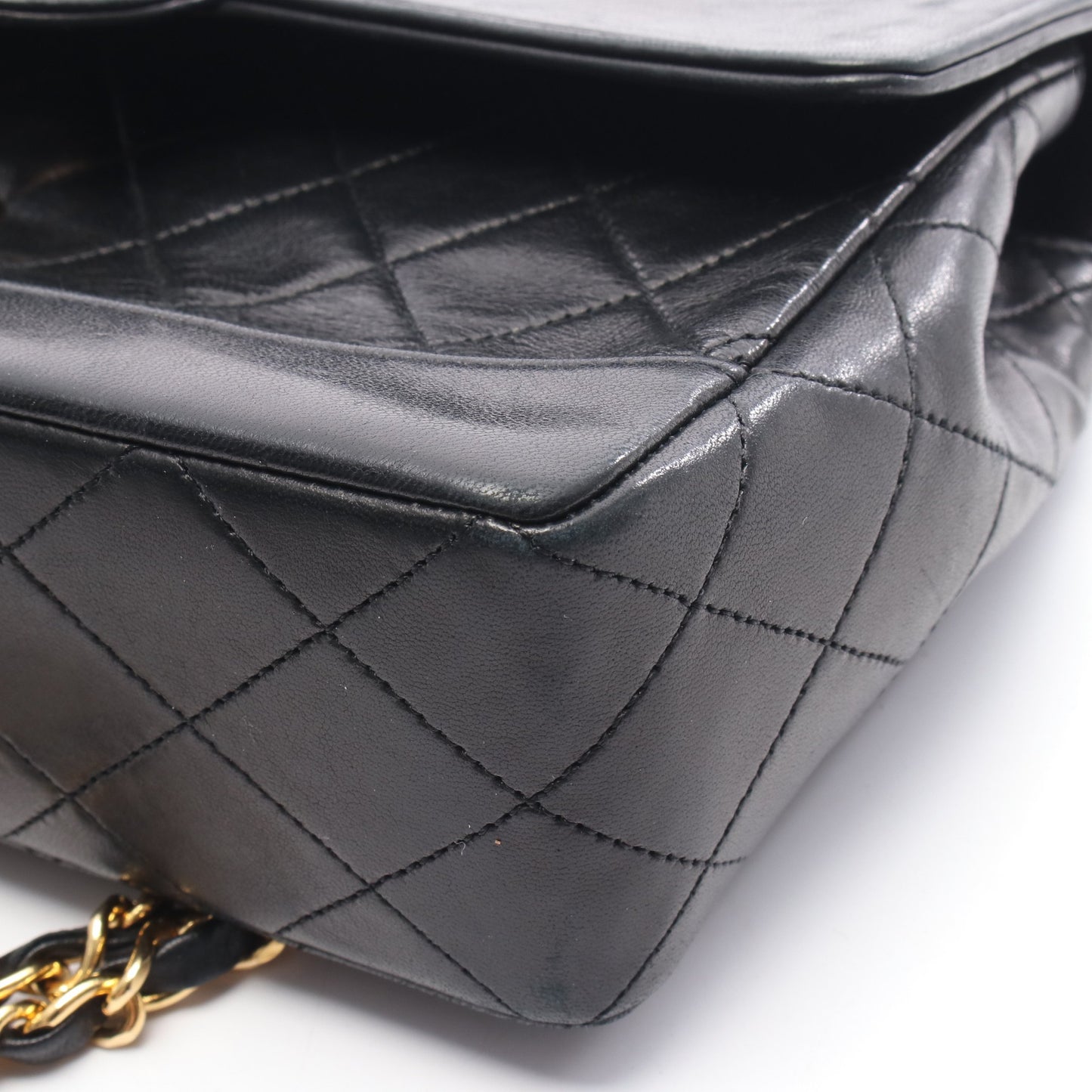 マトラッセ チェーンショルダーバッグ ラムスキン ブラック ゴールド金具 シャネル バッグ CHANEL
