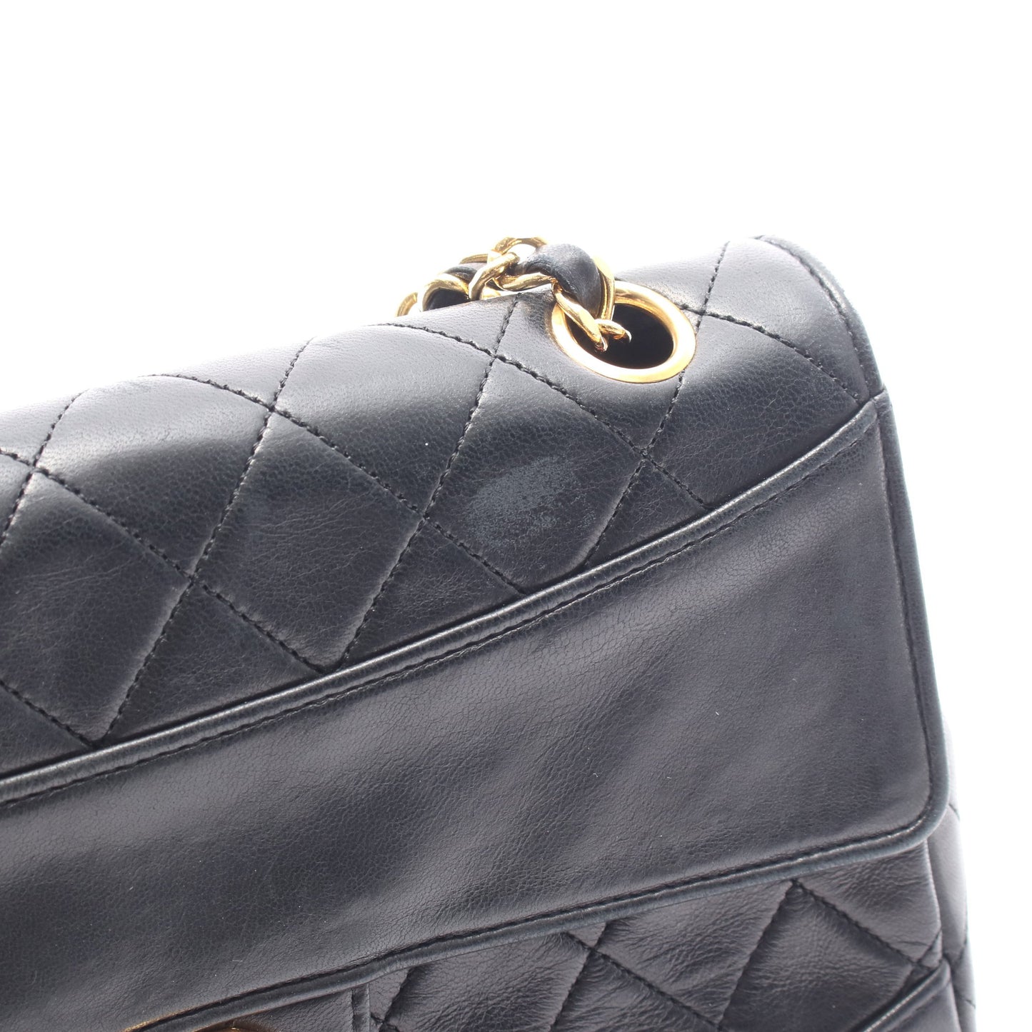 マトラッセ チェーンショルダーバッグ ラムスキン ブラック ゴールド金具 シャネル バッグ CHANEL
