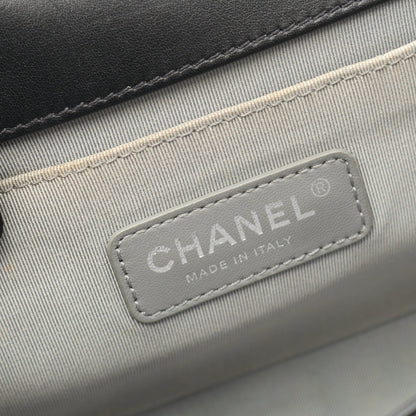 ボーイシャネル シェブロン Vステッチ チェーンショルダーバッグ ラムスキン ブラック シルバー金具 シャネル バッグ CHANEL