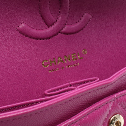 マトラッセ Wフラップ Wチェーンショルダーバッグ キャビアスキン ピンクパープル ゴールド金具 シャネル バッグ CHANEL