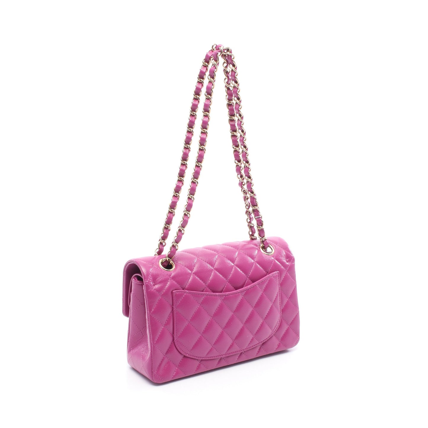 マトラッセ Wフラップ Wチェーンショルダーバッグ キャビアスキン ピンクパープル ゴールド金具 シャネル バッグ CHANEL