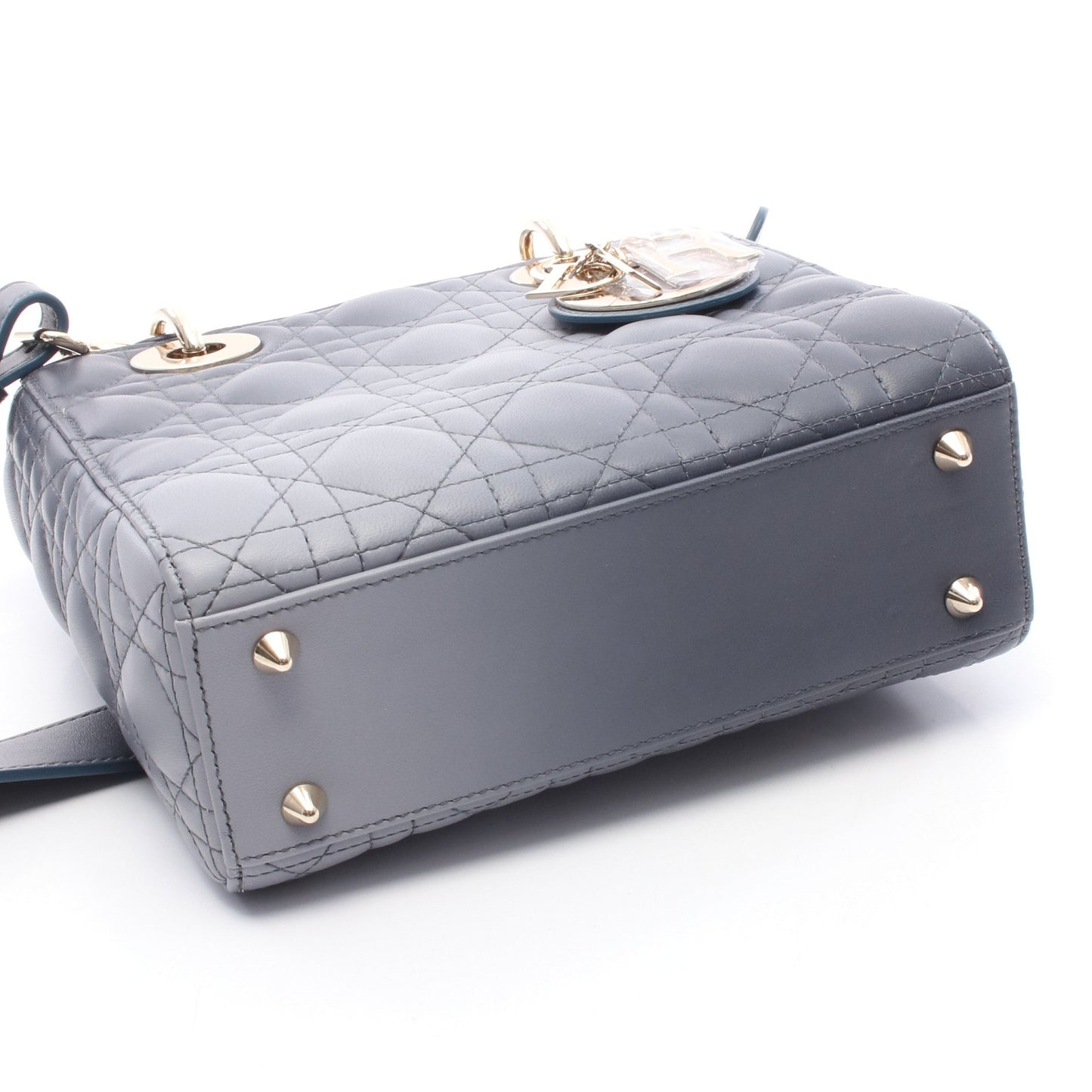 レディディオール スモール カナージュ ハンドバッグ レザー グレー 2WAY クリスチャンディオール バッグ Christian Dior