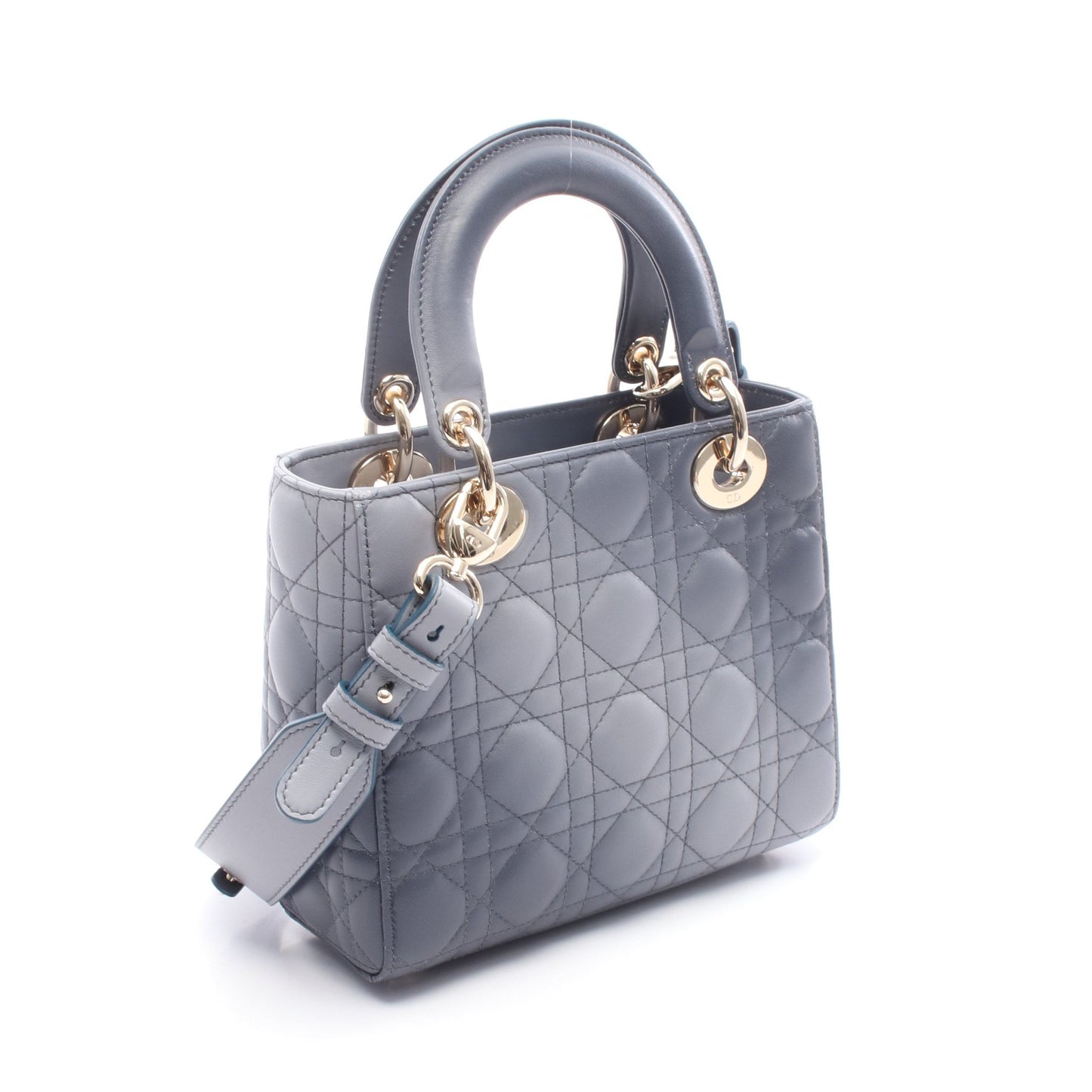 レディディオール スモール カナージュ ハンドバッグ レザー グレー 2WAY クリスチャンディオール バッグ Christian Dior