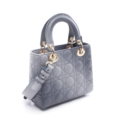 レディディオール スモール カナージュ ハンドバッグ レザー グレー 2WAY クリスチャンディオール バッグ Christian Dior