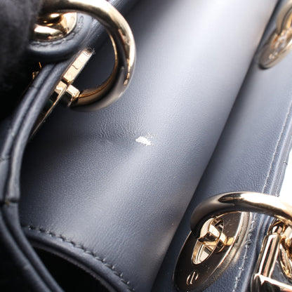 レディディオール スモール カナージュ ハンドバッグ レザー グレー 2WAY クリスチャンディオール バッグ Christian Dior