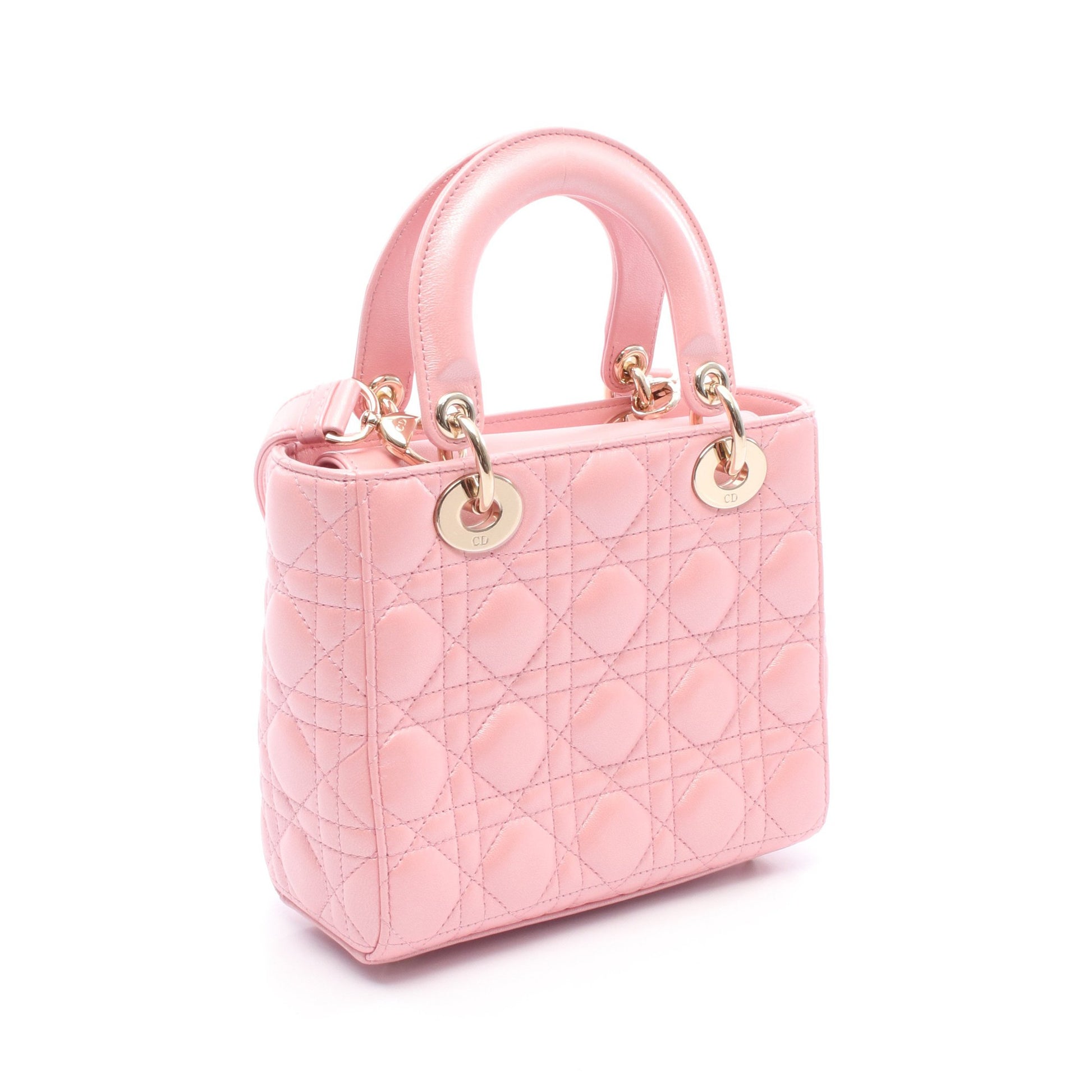 レディディオール スモール カナージュ ハンドバッグ レザー ピンク 2WAY クリスチャンディオール バッグ Christian Dior