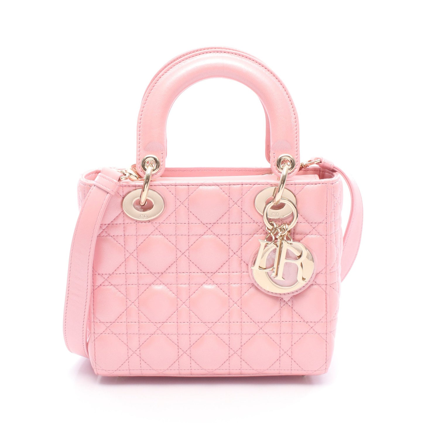 レディディオール スモール カナージュ ハンドバッグ レザー ピンク 2WAY クリスチャンディオール バッグ Christian Dior