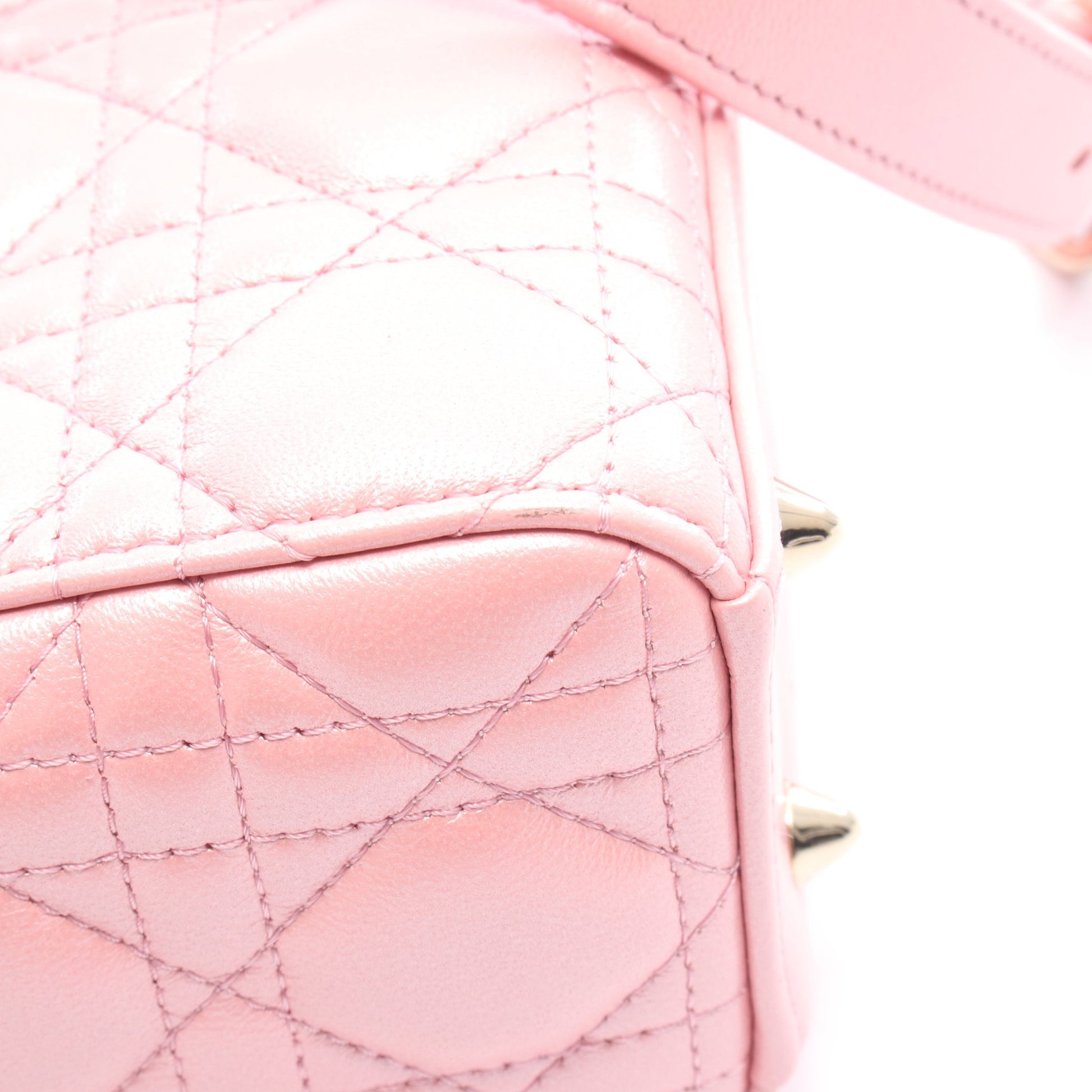レディディオール スモール カナージュ ハンドバッグ レザー ピンク 2WAY クリスチャンディオール バッグ Christian Dior