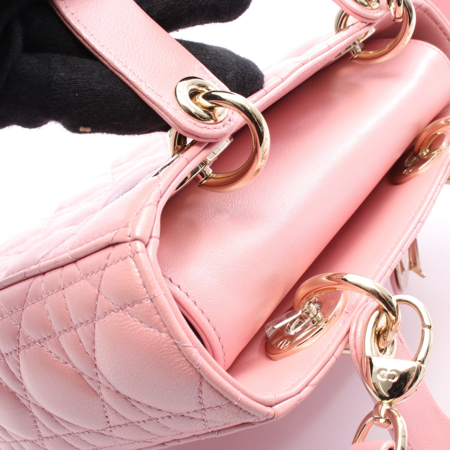 レディディオール スモール カナージュ ハンドバッグ レザー ピンク 2WAY クリスチャンディオール バッグ Christian Dior